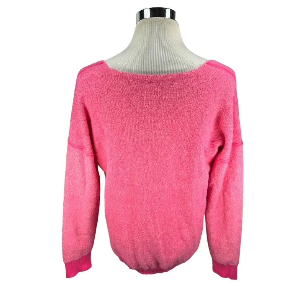 Free People Sweater Weather‎ Women’s Small Pink Knit Scoop V-Neck High Low Nylon